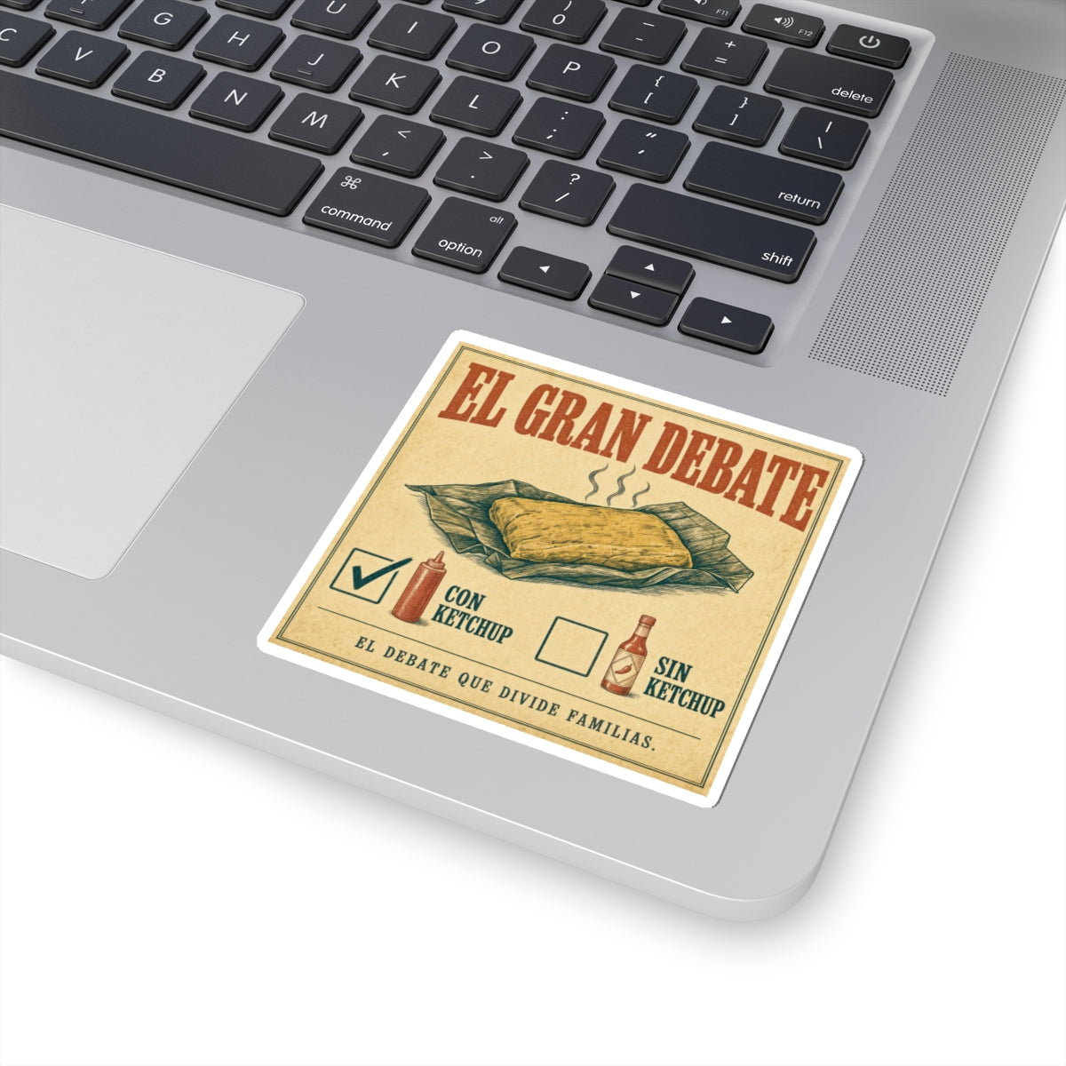 El Gran Debate: Pastel Con o Sin Ketchup — Sticker