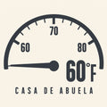 Dial de termostato marcando 60 grados Fahrenheit impreso en estilo de panel de control